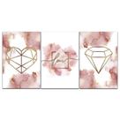 Kit Placas Quadros Decorativos 3 pçs 20x30 Love Rose Gold Kit Placas Quadros Decorativos 3 pçs 20x30 Love Rose Gold