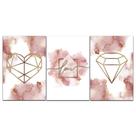 Kit Placas Quadros Decorativos 3 pçs 20x30 Love Rose Gold Kit Placas Quadros Decorativos 3 pçs 20x30 Love Rose Gold