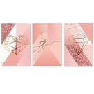 Kit Placas Quadros Decorativos 3 pçs MDF 20x30 Formas Rosa