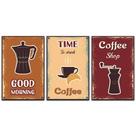 Kit Placas Quadros Decorativos 3 Peças 20x30 Café Fazenda