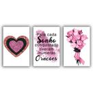 Kit Placas Quadros Decorativos 3pçs 20x30 Sonho e Oração
