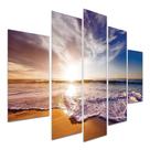 Kit Placas Quadros Decorativos 5 pçs 3D Borda infinita Praia