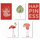 Kit Placas Quadros Decorativos 5 peças MDF 20x30 Flamingo