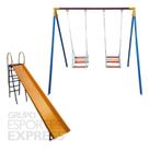 Kit Playground 1 Escorregador e 1 Balanço Com 2 Lugares - CÓD. 1507