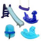 Kit Playground Completo Escorregador Médio, Nhoca, Cavalo, Balanço BB e Prancha