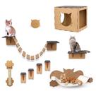 Kit Playground Para Gato 9 Peças Degraus Nicho Arranhador