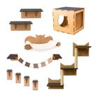 Kit Playground para Gatos 10 pçs com Toca Escada Nicho Ponte Arranhador Escalador Gato Poleiro