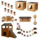 Kit Playground Para Gatos Mdf Degraus Ponte Nicho Cama Descanso Casinha Arranhador Kit Playground Para Gatos Mdf Degraus Ponte Nicho Cama Descanso Casinha Arranhador