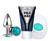 Kit Plug Anal Dilatador P + Gel Excitante Masculino Volumão + Egg Masturbador Masculino