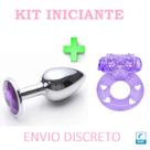 Kit plug anal p inox e anel peniano com vibrador sex shop
