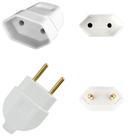 Kit Plugue Pino Macho Maciço 2p 10A + Tomada Fêmea 2p 10A Branco