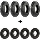 Kit Pneu E Camara 4 Lonas 3.5x8 Carrinho De Mao 120kg 4jogos