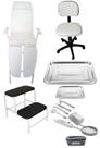 Kit Podologia Cadeira Mocho Alta Frequência HTM Escada 02 Degraus