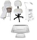 Kit Podologia Cadeira Mocho Exaustor com Luminária Armário 03 Gavetas