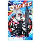 Kit policia com pistola / revolver lanca dardo ventosa + faca e algema 6 pecas