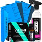 Kit Polimento de Farol Farois Revelax Revelador Vitrificador Cristalizador V-Light Taco Lixa Vonixx