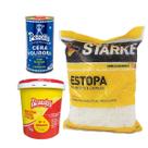 Kit Polimento Massa N2 1kg + Cera 500 Ml + Estopa Branca