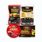 Kit Polimento Proauto Estopa + Esponja + Massa Polir + Cera