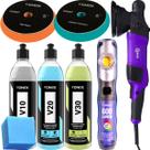 Kit Polimento Profissional Politriz Roto Orbital 5 Zacs Sistema Polidor Vonixx V10 V20 V30 Lanterna Inspeção Fast Boinas Corte Refino 110V