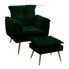Kit Poltrona Almofadada Decorativa Beta e Puff Lunar N-026 Veludo Verde Aradecor Kit Poltrona Almofadada Decorativa Beta e Puff Lunar N-026 Veludo Verde Aradecor