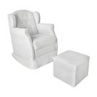 Kit Poltrona Amamentação Com Puff Confortável material sintético Serena Cor:Branco