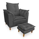 Kit Poltrona Amamentação Sara e Puff Suede Cinza SKY MOBILE