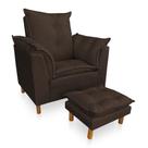 Kit Poltrona Amamentação Sara e Puff Suede Marrom SKY MOBILE