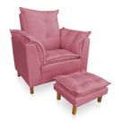 Kit Poltrona Amamentação Sara e Puff Suede Rosa SKY MOBILE