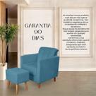 Kit Poltrona Angelina Confortavel Luxo 1 Puff Suede Azul Claro