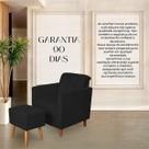 Kit Poltrona Angelina Confortavel Luxo 1 Puff Suede Preto