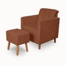 Kit Poltrona Angelina Confortavel Luxo 1 Puff Suede Terracota