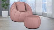 Kit Poltrona C/ Puff + Almofada Concha Veludo Rosa
