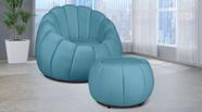 Kit Poltrona C/ Puff Concha Veludo Azul Turquesa Kit Poltrona C/ Puff Concha Veludo Azul Turquesa