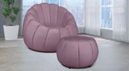 Kit Poltrona C/ Puff Concha Veludo Rose