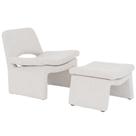 Kit Poltrona com Puff Bella Linho Off White Mesclado - Nexta Casa