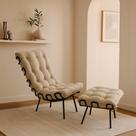 Kit Poltrona Com Puff Costela Adão Confortável Estofada Veludo Sala Decorativa Kit Poltrona Com Puff Costela Adão Confortável Estofada Veludo Sala Decorativa