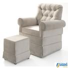Kit Poltrona de Balanço com Botonê Suede Cru + Puff - Spazio Kit Poltrona de Balanço com Botonê Suede Cru + Puff - Spazio