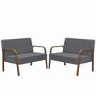 Kit Poltrona Decorativa 2 Namoradeiras de 2 Lugares Jade Braço Madeira D Salla Suede