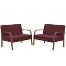 Kit Poltrona Decorativa 2 Namoradeiras de 2 Lugares Jade Braço Madeira D Salla Suede