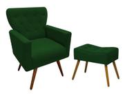 Kit Poltrona Decorativa Aurora + 1 Puff Retangular Suede Verde Pés Madeira Mz Decor Kit Poltrona Decorativa Aurora + 1 Puff Retangular Suede Verde Pés Madeira Mz Decor