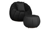 Kit Poltrona Decorativa C/Puff e Almofada Concha Veludo Preto - Montanaris Decor Kit Poltrona Decorativa C/Puff e Almofada Concha Veludo Preto - Montanaris Decor
