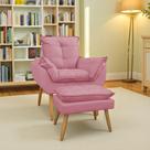 Kit Poltrona Decorativa com Puff Opala Pés Palito Suede Porto Decor Kit Poltrona Decorativa com Puff Opala Pés Palito Suede Porto Decor