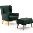 Kit Poltrona Decorativa Milena D02 com Puff Viseo Linho Verde C-123 - Lyam Decor