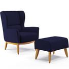 Kit Poltrona Decorativa Milena D02 com Puff Viseo Veludo Azul Marinho D-304 - Lyam Decor