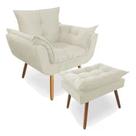 Kit Poltrona Decorativa Opala com Puff Bege Kit Poltrona Decorativa Opala com Puff Bege