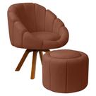 Kit Poltrona Decorativa Orgânica Flora Base Giratória com Puff Bouclê - SOFA STORE Kit Poltrona Decorativa Orgânica Flora Base Giratória com Puff Bouclê - SOFA STORE