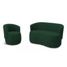 Kit Poltrona e Namoradeira Aisha Orgânica Bouclê Verde - Desk Design