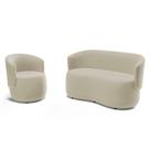 Kit Poltrona e Namoradeira Aisha Orgânica Suede Bege Claro - Desk Design
