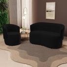 Kit Poltrona e Namoradeira Aisha Orgânica Veludo Preto - Desk Design