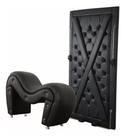 Kit Poltrona e Painel Exótico PRETO Tapeçaria Parrilha - Decoração Quarto